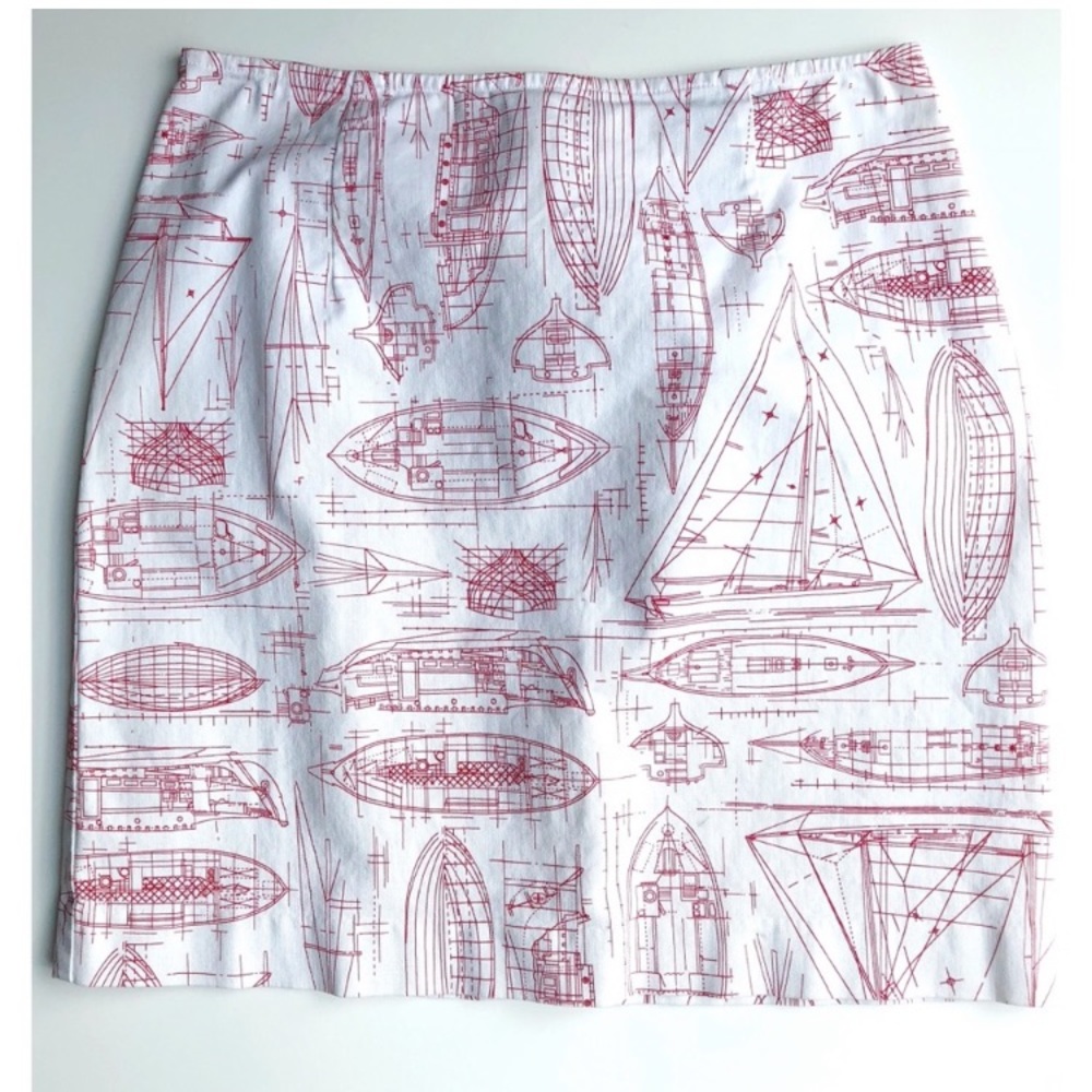 Ann Taylor Nautical Sailing Schematic Skirt Size 4